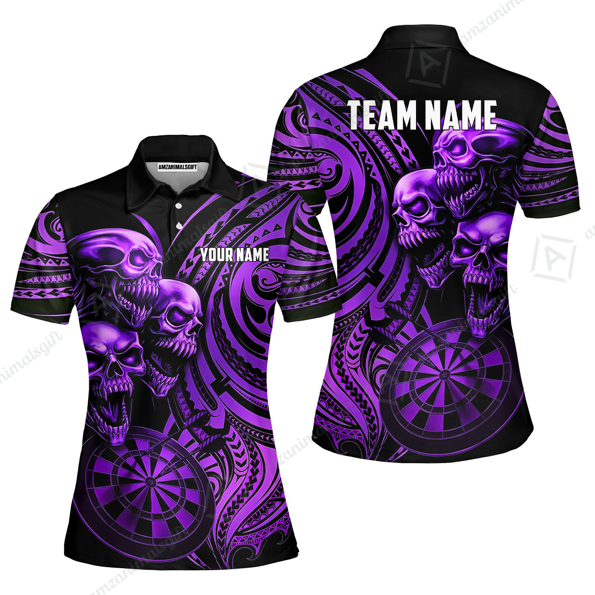Custom Darts Team Jersey, Personalized Neon Skull Jersey Shirt For Players With Name & Team Name