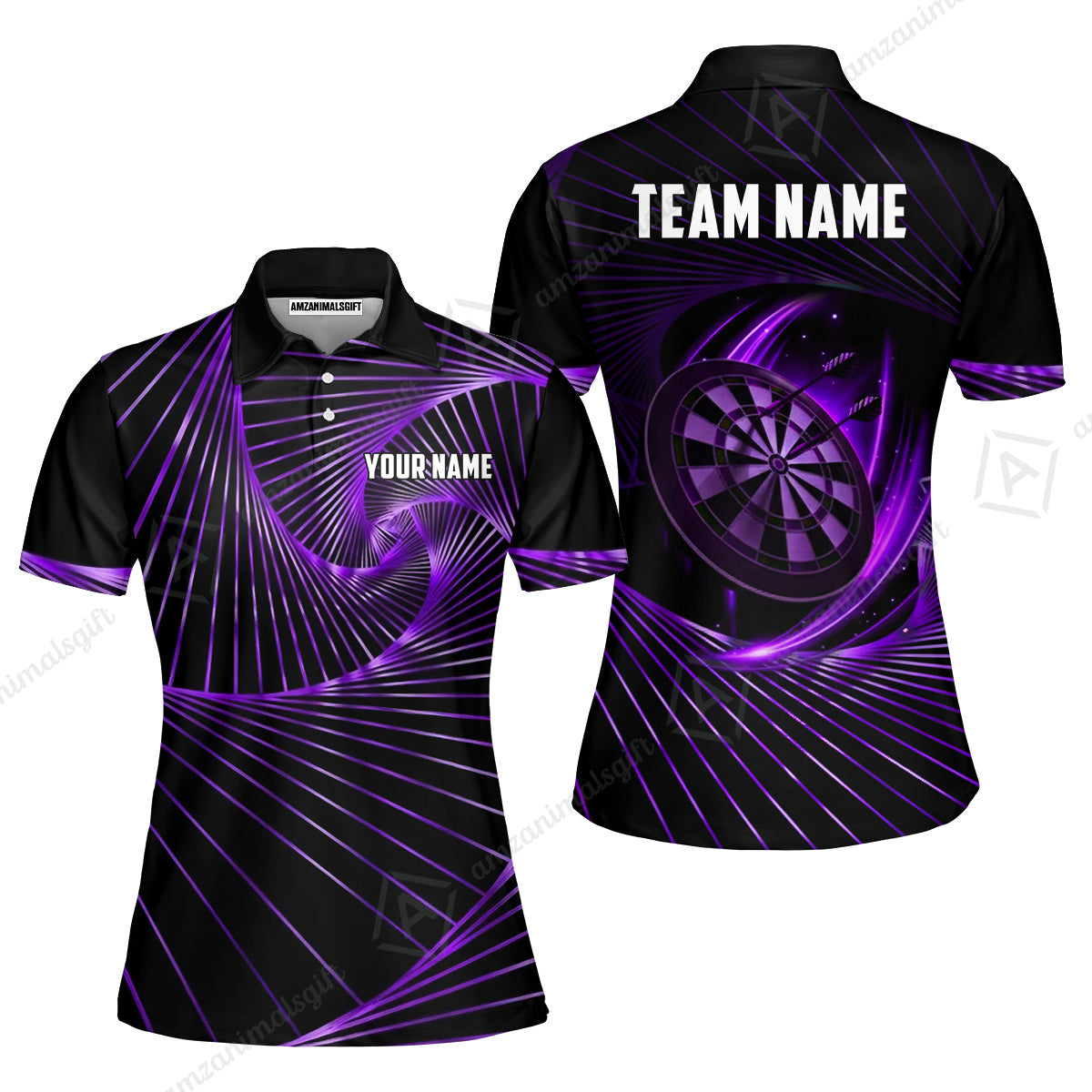 Custom Darts Team Jersey, Personalized Dark Flame Dart Polo Shirt For Players With Name & Team Name