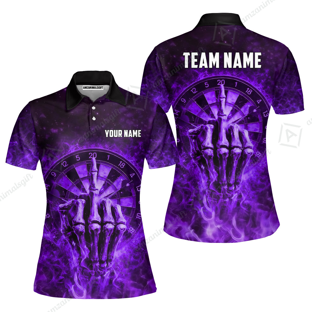 Custom Darts Team Jersey, Personalized Reaper Bullseye Dart Polo Shirt For Players With Name & Team Name