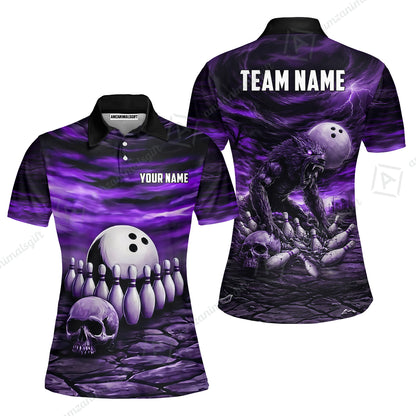 Custom Full Moon Werewolf Bowling Jersey Polo Shirt, Custom Full Moon Werewolf Bowling Jersey Team Shirt For Players With Name & Team Name