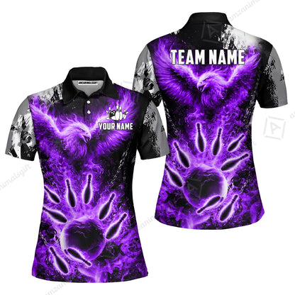 Custom Bowling Jersey Polo Shirt, Flaming Phoenix Bowling, Custom Bowling Jersey Team Shirt For Players With Name & Team Name