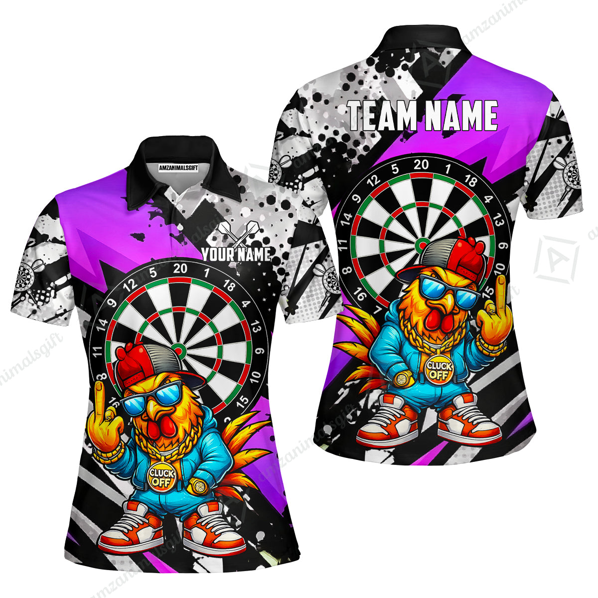 Custom Darts Team Jersey, Personalized Street Rebel Rooster Darts Polo Shirt For Players With Name & Team Name