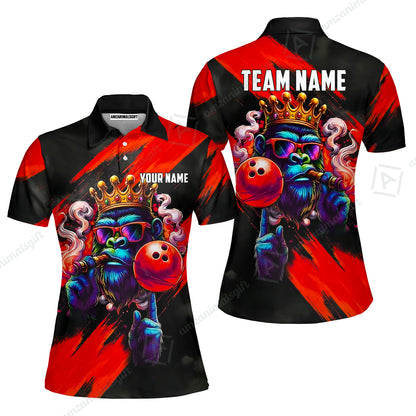 Custom Bowling Jersey Polo Shirt, Gorilla Boss King, Custom Bowling Jersey Team Shirt For Players With Name & Team Name