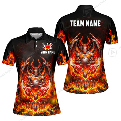 Custom Hellfire Bowling Jersey Polo Shirt, Custom Hellfire Bowling Jersey Team Shirt For Players With Name & Team Name