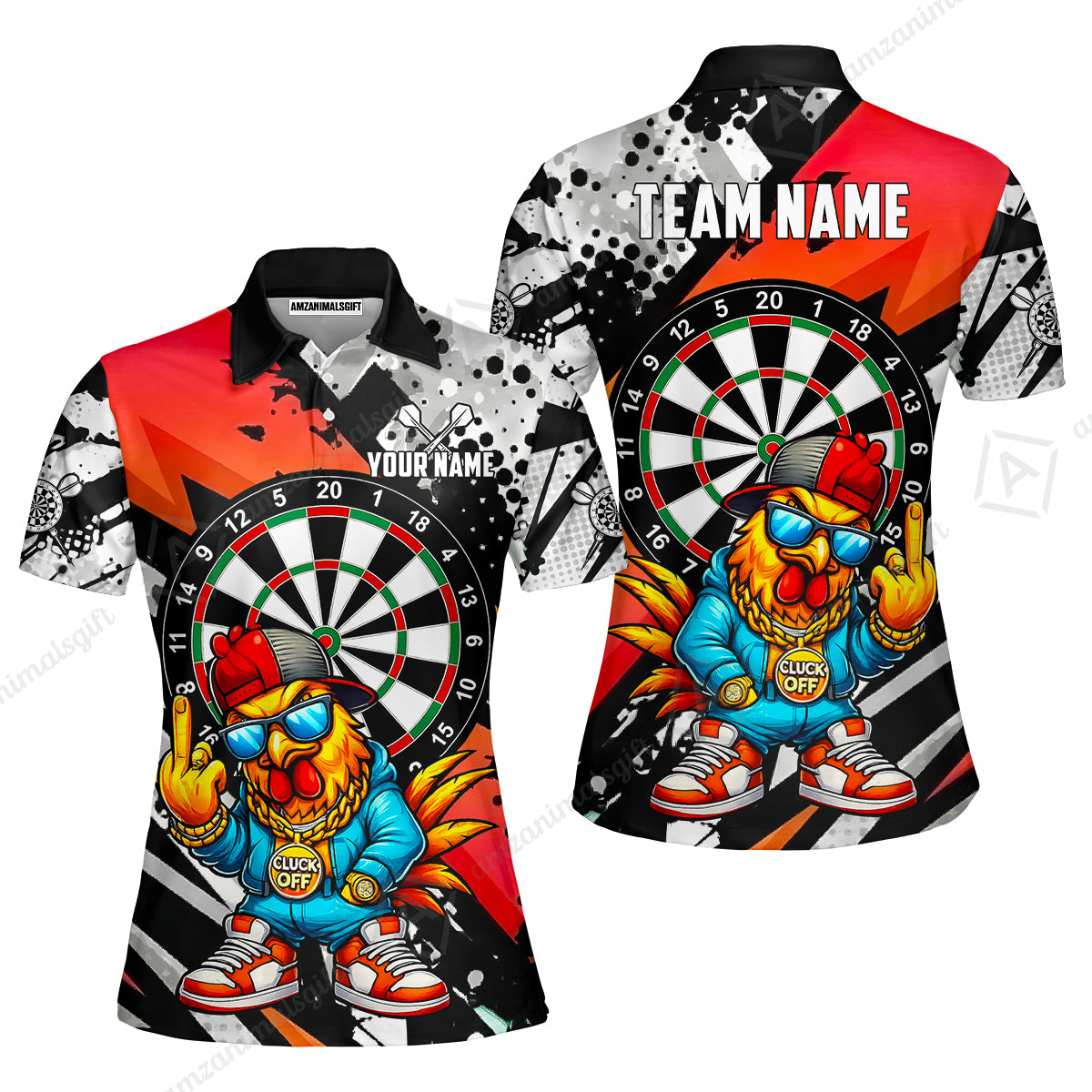 Custom Darts Team Jersey, Personalized Street Rebel Rooster Darts Polo Shirt For Players With Name & Team Name