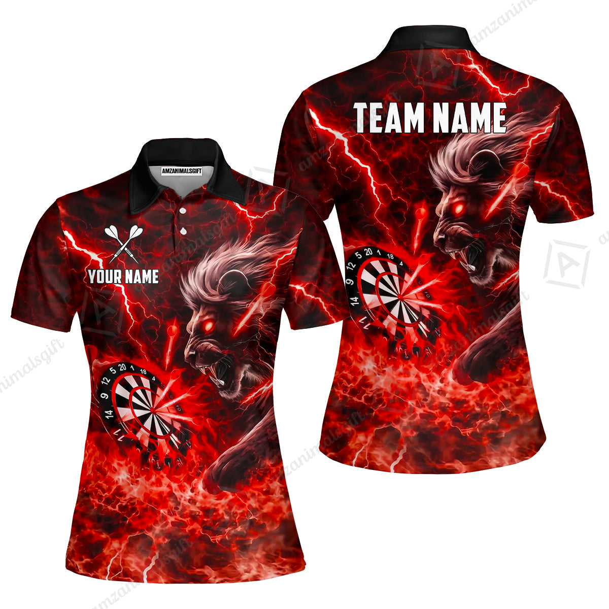 Custom Darts Team Jersey, Personalized Lightning Lion Jersey Shirt For Players With Name & Team Name