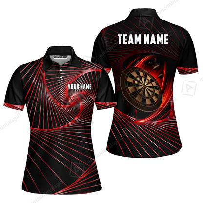 Custom Darts Team Jersey, Personalized Dark Flame Dart Polo Shirt For Players With Name & Team Name