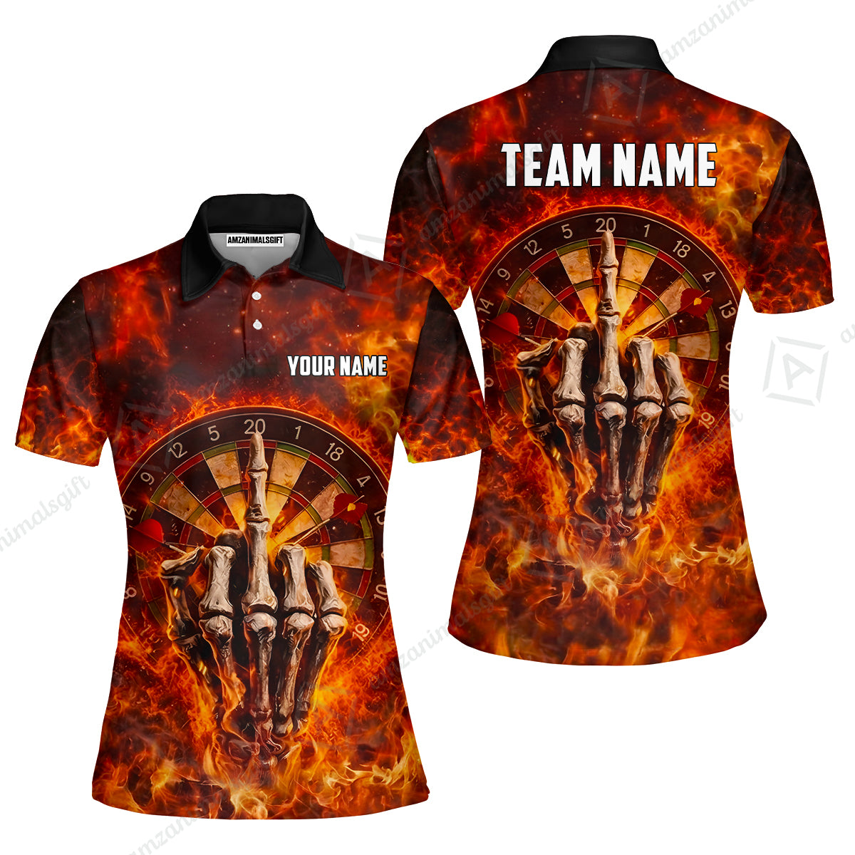 Custom Darts Team Jersey, Personalized Reaper Bullseye Dart Polo Shirt For Players With Name & Team Name