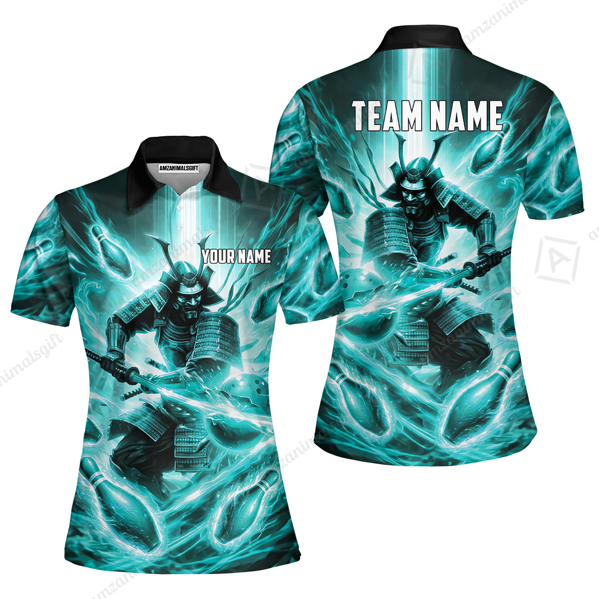 Custom Bowling Jersey Polo Shirt, Japanese Samurai Warrior Bowling, Custom Bowling Jersey Team Shirt For Players With Name & Team Name