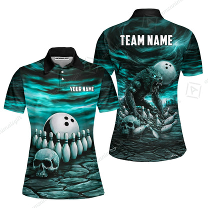 Custom Full Moon Werewolf Bowling Jersey Polo Shirt, Custom Full Moon Werewolf Bowling Jersey Team Shirt For Players With Name & Team Name