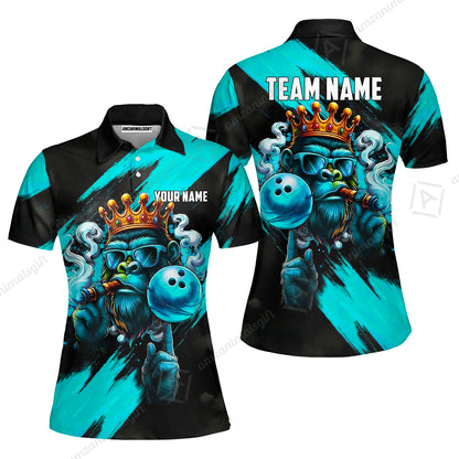 Custom Bowling Jersey Polo Shirt, Gorilla Boss King, Custom Bowling Jersey Team Shirt For Players With Name & Team Name