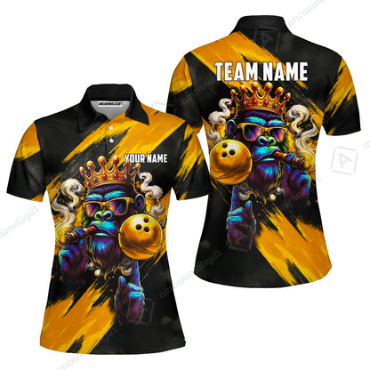 Custom Bowling Jersey Polo Shirt, Gorilla Boss King, Custom Bowling Jersey Team Shirt For Players With Name & Team Name