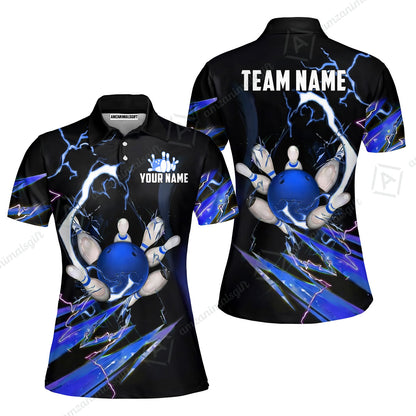 Custom Bowling Jersey Polo Shirt, Electric Strike & Neon Plasma, Custom Bowling Jersey Team Shirt For Players With Name & Team Name