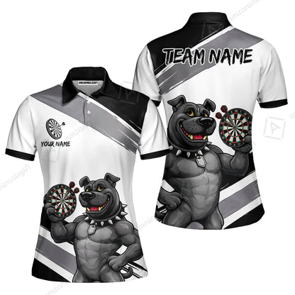 Custom Darts Jersey Polo Shirt, Pitbull Hold Dart Board, Custom Dart Jersey Team Shirt For Players With Name & Team Name