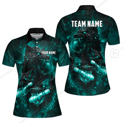 Custom Bowling Jersey Polo Shirt, Dark Fantasy Hellfire Werewolf, Custom Bowling Jersey Team Shirt For Players With Name & Team Name