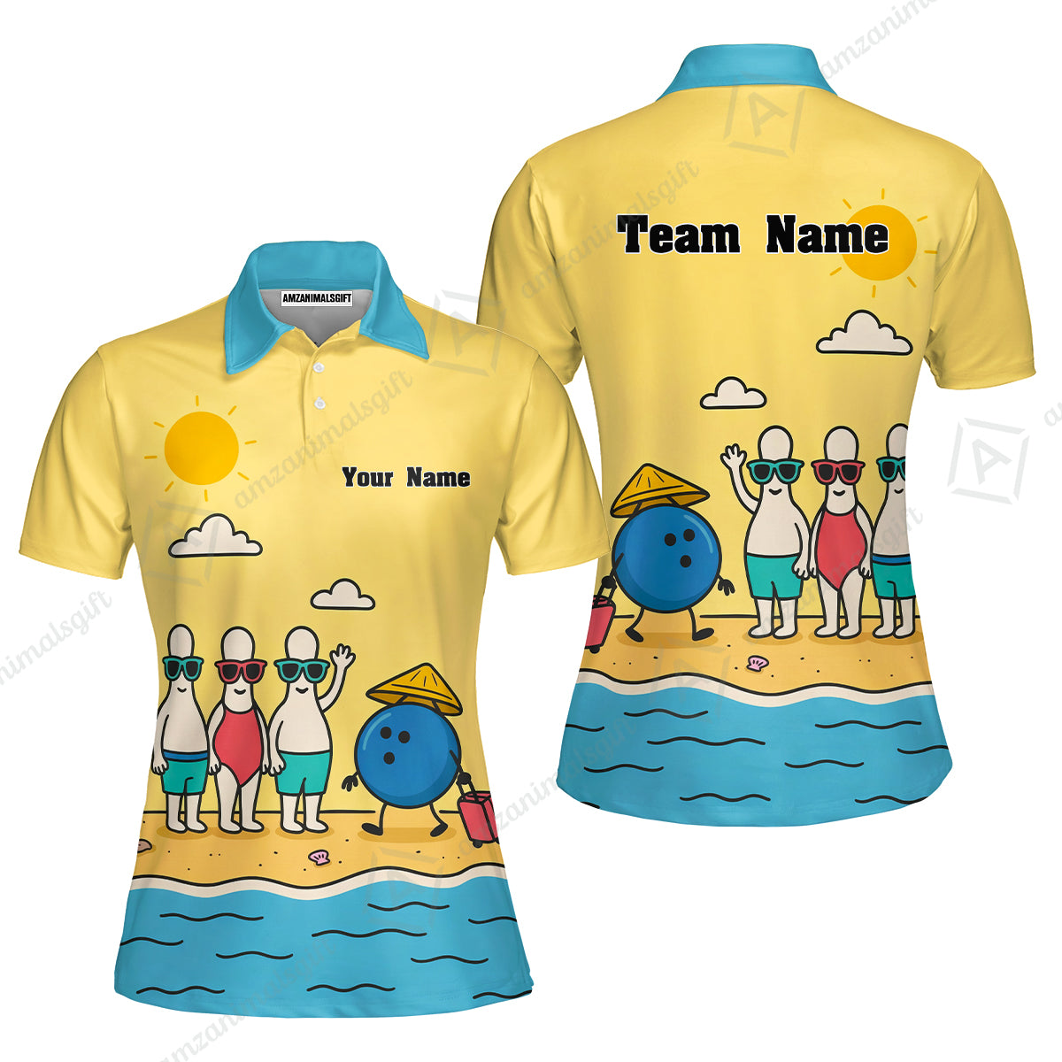 Custom Bowling Jersey Polo Shirt, Funny Summer Beach Holiday Pins, Custom Bowling Jersey Team Shirt For Players With Name and Team Name