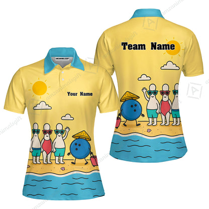 Custom Bowling Jersey Polo Shirt, Funny Summer Beach Holiday Pins, Custom Bowling Jersey Team Shirt For Players With Name and Team Name