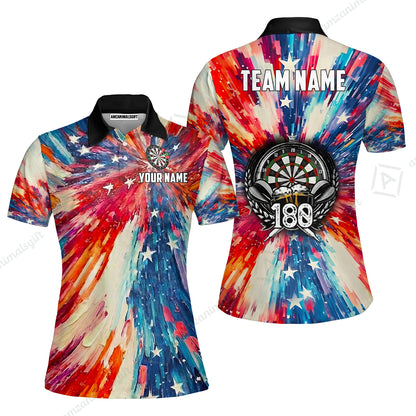 Custom Darts Team Jersey, Personalized 180 Beer USA Color Splash Darts Polo Shirt For Players With Name & Team Name