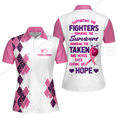 Custom Bowling Jersey Polo Shirt, Supporting The Fighters Admiring The Survivors Honoring The Taken And Never Ever Giving Up Hope