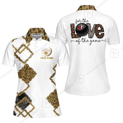 Custom Bowling Jersey Polo Shirt, Chic Leopard Print Love of the Game, Custom Bowling Jersey Team Shirt For Players With Name and Team Name