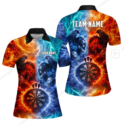 Custom Darts Team Jersey, Personalized Fire Ice Raven Darts Polo Shirt For Players With Name & Team Name