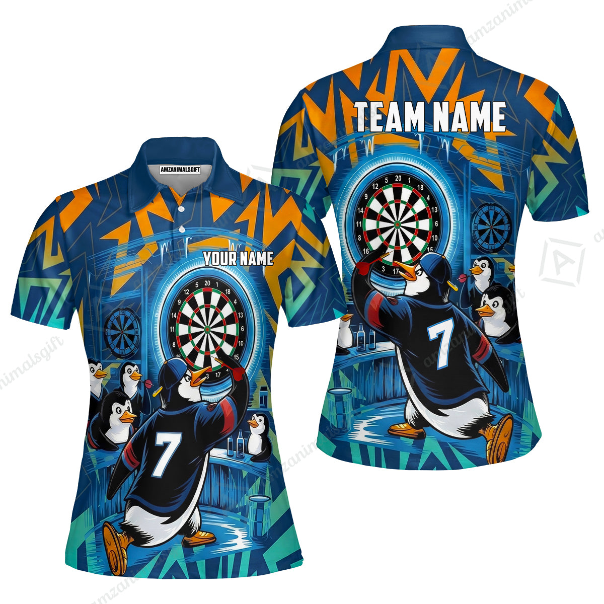Custom Darts Team Jersey, Personalized Penguins Strike Dart Polo Shirt For Players With Name & Team Name