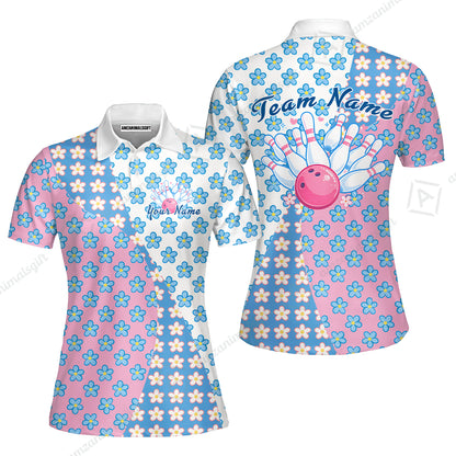 Custom Bowling Jersey Polo Shirt, Pastel Retro Flower Power Bloom, Custom Bowling Jersey Team Shirt For Players With Name and Team Name