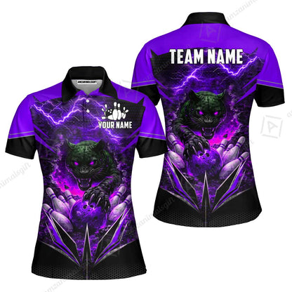 Custom Bowling Jersey Polo Shirt, Electric Panther Bowling, Personalized Name & Team Name