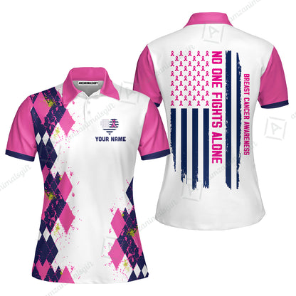 Custom Bowling Jersey Polo Shirt, No One Fights Alone, Personalized Name And Team Name