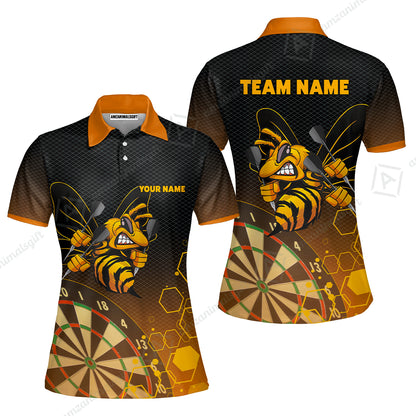 Personalized Darts Men Polo Shirt, Darts And Bee Customized Polo Shirt, Perfect Outfits For Darts Players, Darts Team