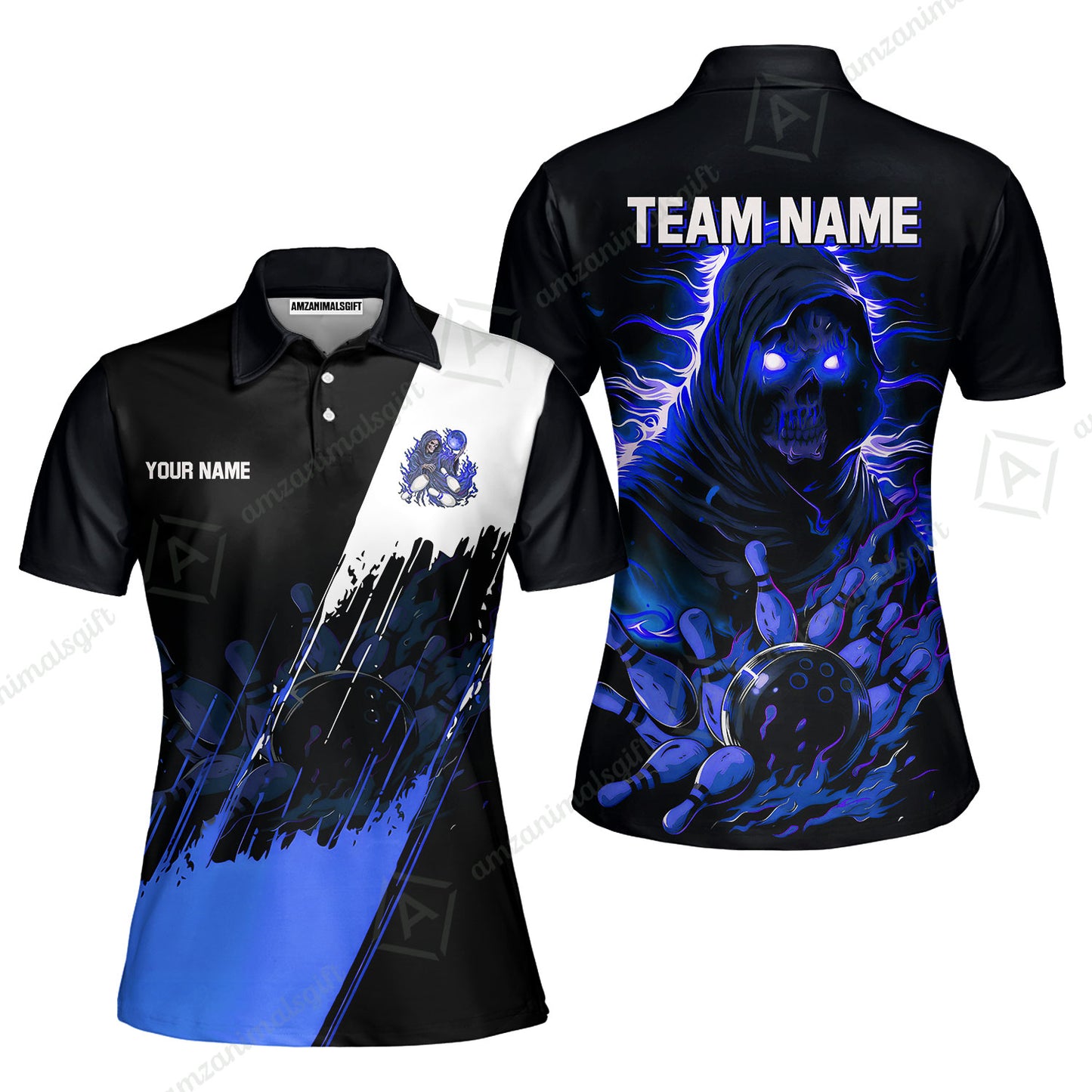 Custom Bowling Jersey Polo Shirt, Glow Reaper Bowling Custom Bowling Jersey Team Shirt For Players With Name & Team Name
