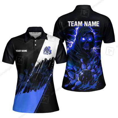 Custom Bowling Jersey Polo Shirt, Glow Reaper Bowling Custom Bowling Jersey Team Shirt For Players With Name & Team Name