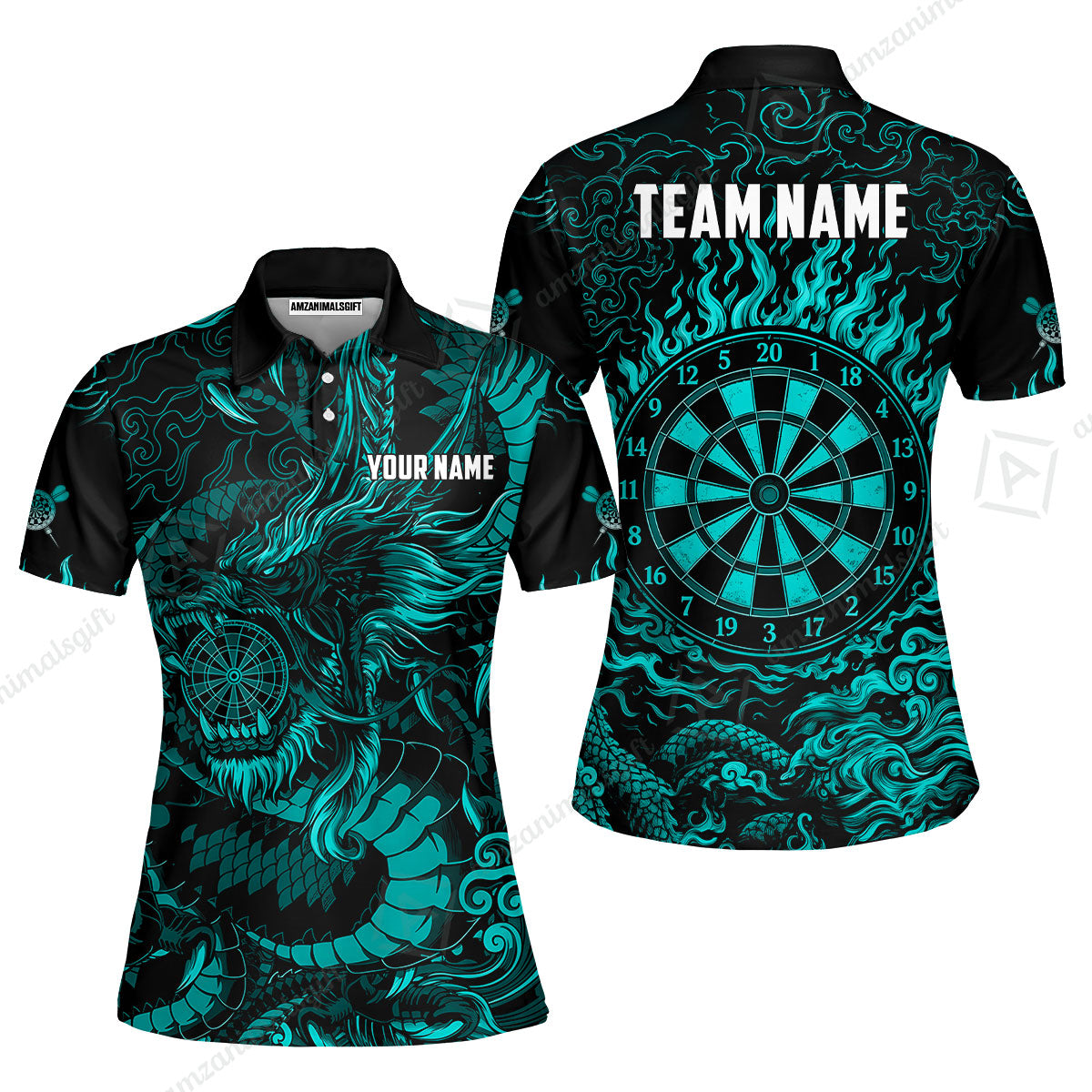 Custom Darts Jersey Polo Shirt, Dragon's Bullseye Darts, Custom Dart Jersey Team Shirt For Players With Name & Team Name