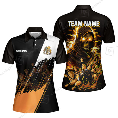 Custom Bowling Jersey Polo Shirt, Glow Reaper Bowling Custom Bowling Jersey Team Shirt For Players With Name & Team Name