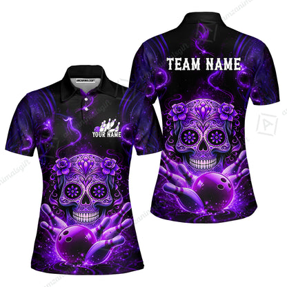 Customized Darts Team Jersey, Sugar Skull Bowler, Personalized Polo Shirt For Players With Name & Team Name