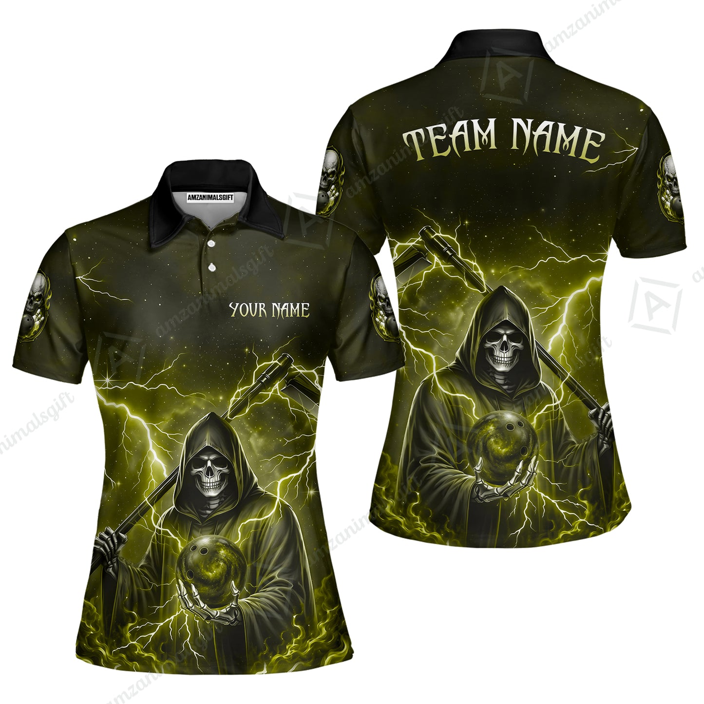 Custom Bowling Jersey Polo Shirt, Multiple Colors Death, Custom Bowling Jersey Team Shirt For Players With Name & Team Name