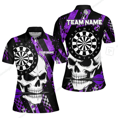 Custom Darts Jersey Polo Shirt, Skull Bites Dart, Custom Dart Jersey Team Shirt For Players With Name & Team Name