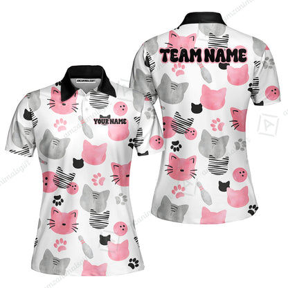 Customized Cat Bowling Watercolor Bowling Jersey, Custom Name And Team Name For Bowlers