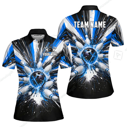 Custom Bowling Jersey Polo Shirt, Electric Burst Explosion, Custom Bowling Jersey Team Shirt For Players With Name and Team Name