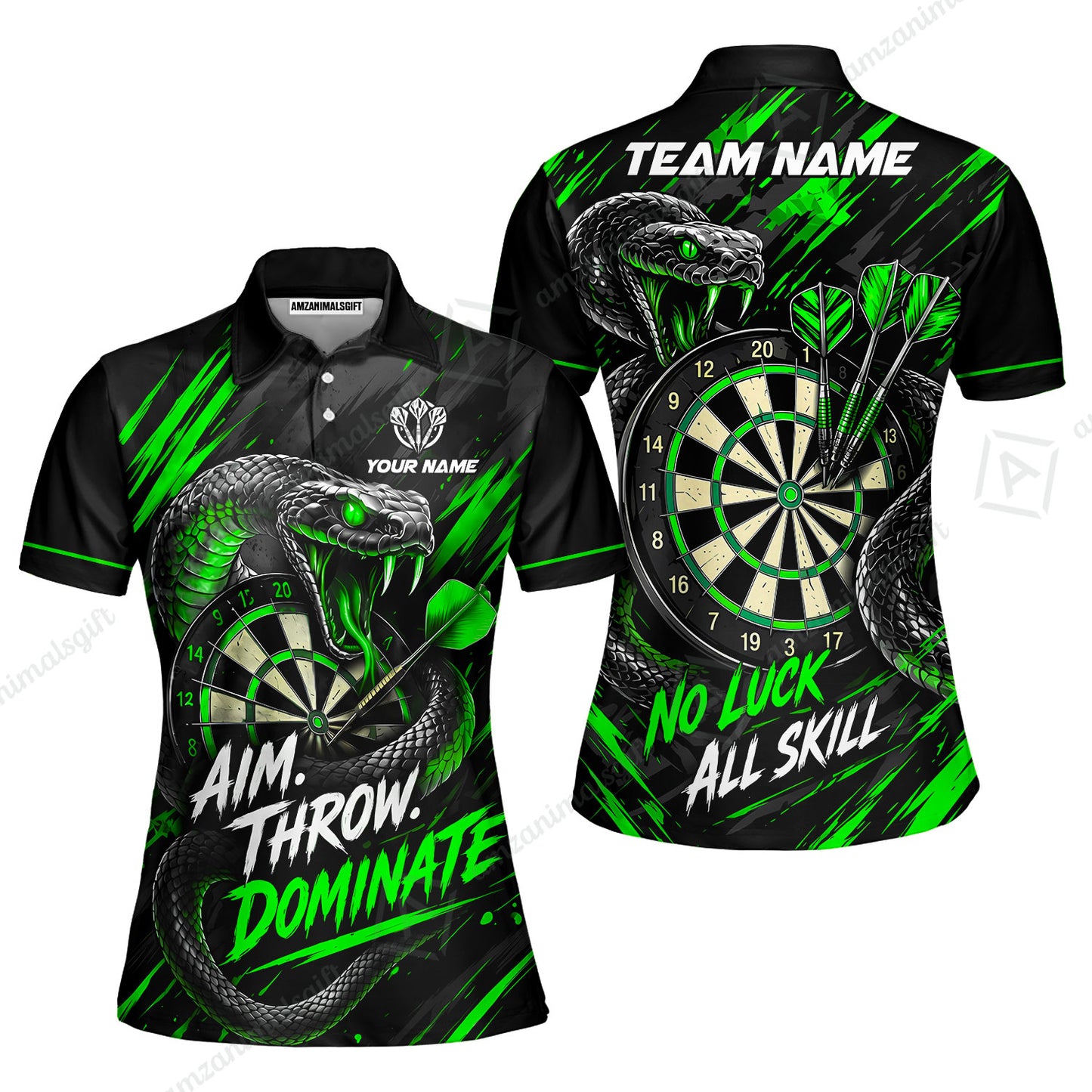 Customized Darts Team Jersey, Personalized Snake Darts Abstract Background Polo Shirt For Players With Name & Team Name