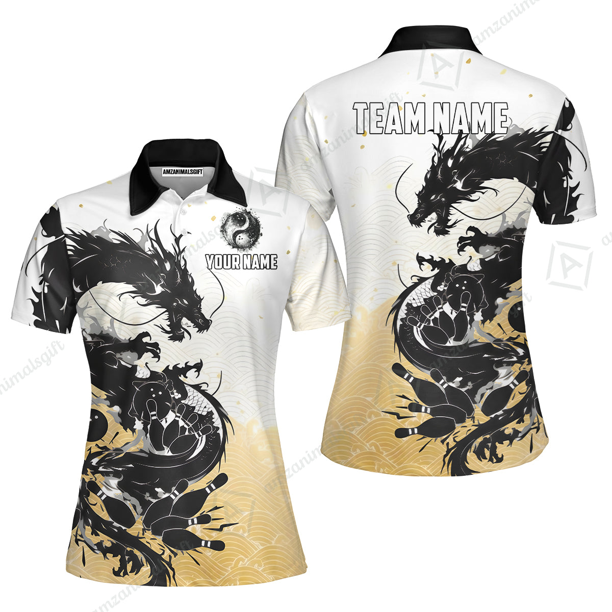 Custom Sumie Dragon Bowling Jersey Polo Shirt, Custom Sumie Dragon Bowling Jersey Team Shirt For Players With Name & Team Name
