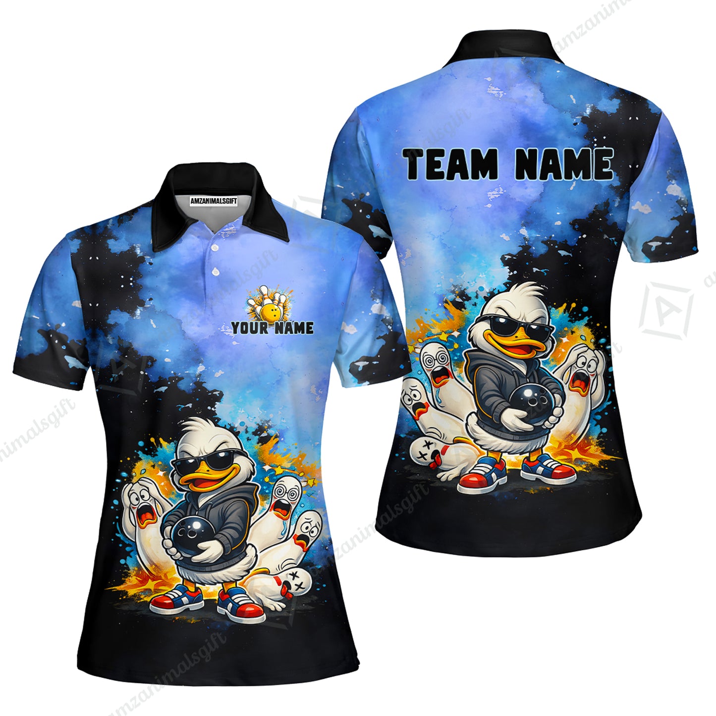 Custom Bowling Polo Shirt, Funny Screaming Pins Bowling Custom Bowling Polo Team Shirt For Players With Name & Team Name