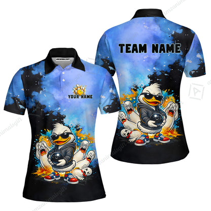 Custom Bowling Polo Shirt, Funny Screaming Pins Bowling Custom Bowling Polo Team Shirt For Players With Name & Team Name