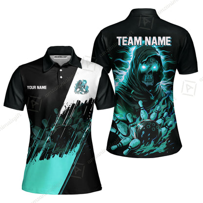 Custom Bowling Jersey Polo Shirt, Glow Reaper Bowling Custom Bowling Jersey Team Shirt For Players With Name & Team Name