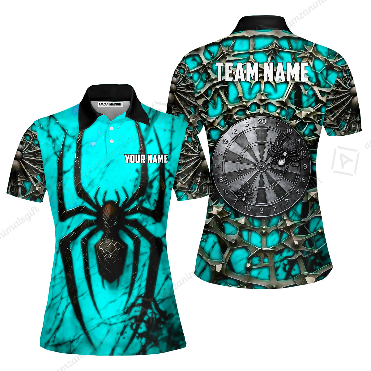 Custom Darts Jersey Polo Shirt, Gothic Widow Spiderweb, Custom Dart Jersey Team Shirt For Players With Name & Team Name