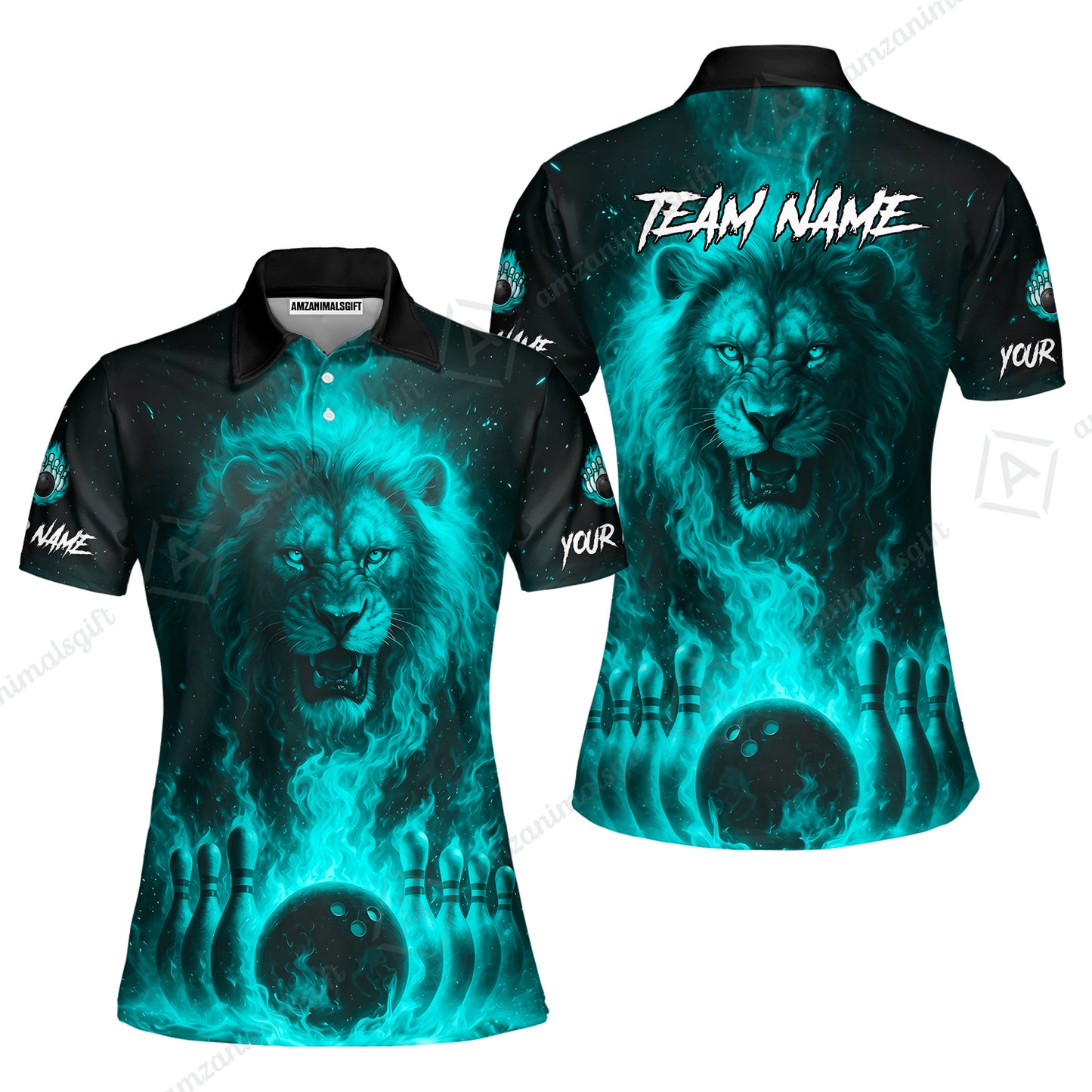 Custom Bowling Jersey Polo Shirt, Bowling Lion Of The Savannah, Custom Bowling Jersey Team Shirt For Players With Name & Team Name