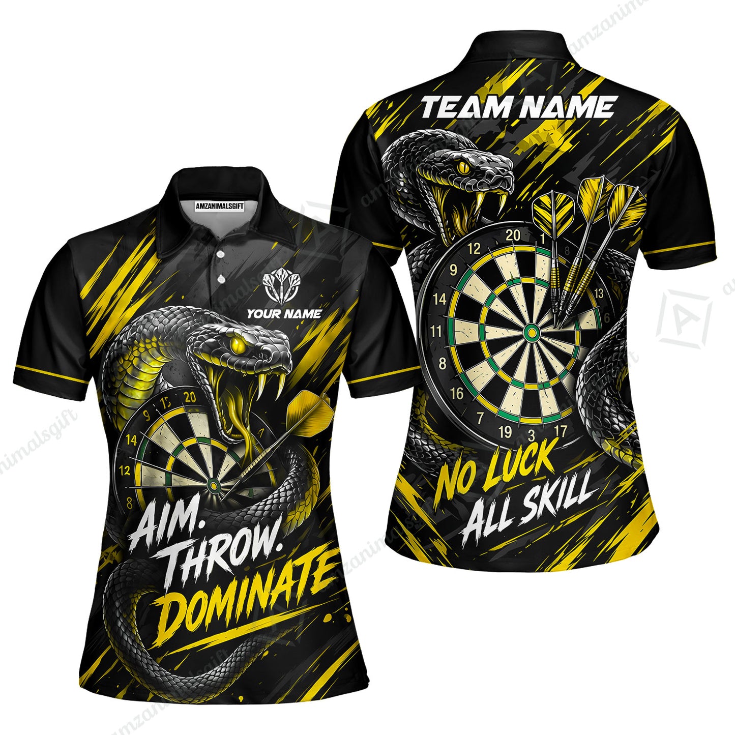 Customized Darts Team Jersey, Personalized Snake Darts Abstract Background Polo Shirt For Players With Name & Team Name