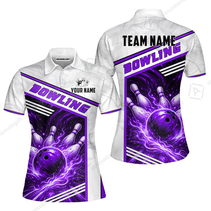 Custom Bowling Jersey Polo Shirt, Retro Racing & Fire Strike, Custom Bowling Jersey Team Shirt For Players With Name & Team Name
