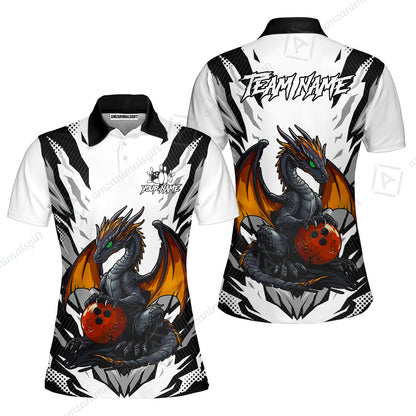 Custom Bowling Jersey Polo Shirt, Dragon Lover Custom Bowling Jersey Team Shirt For Players With Name & Team Name