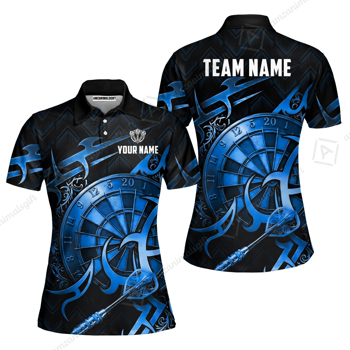 Custom Darts Jersey Polo Shirt, Tribal Darts & Mechanical Inferno, Custom Dart Jersey Team Shirt For Players With Name & Team Name